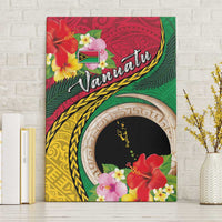 Vanuatu Tribal Boar Tusk Canvas Wall Art Tropical Plants with Namele and Melanesian Pattern