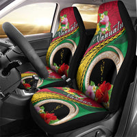 Vanuatu Tribal Boar Tusk Car Seat Cover Tropical Plants with Namele and Melanesian Pattern