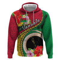 Vanuatu Tribal Boar Tusk Hoodie Tropical Plants with Namele and Melanesian Pattern