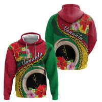 Vanuatu Tribal Boar Tusk Hoodie Tropical Plants with Namele and Melanesian Pattern