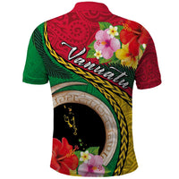 Vanuatu Tribal Boar Tusk Polo Shirt Tropical Plants with Namele and Melanesian Pattern