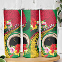 Vanuatu Tribal Boar Tusk Skinny Tumbler Tropical Plants with Namele and Melanesian Pattern