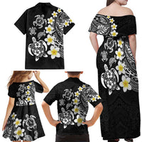 Hawaiian Plumeria Turtles Family Matching Off Shoulder Maxi Dress and Hawaiian Shirt Polynesian Art Tattoo LT03 - Polynesian Pride