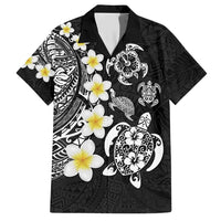 Hawaiian Plumeria Turtles Family Matching Short Sleeve Bodycon Dress and Hawaiian Shirt Polynesian Art Tattoo LT03 Dad's Shirt - Short Sleeve Black - Polynesian Pride