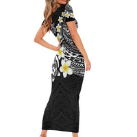 Hawaiian Plumeria Turtles Family Matching Short Sleeve Bodycon Dress and Hawaiian Shirt Polynesian Art Tattoo LT03 - Polynesian Pride