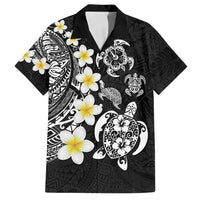 Hawaiian Plumeria Turtles Family Matching Summer Maxi Dress and Hawaiian Shirt Polynesian Art Tattoo LT03 Dad's Shirt - Short Sleeve Black - Polynesian Pride