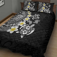 Hawaiian Plumeria Turtles Quilt Bed Set Polynesian Art Tattoo