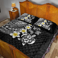 Hawaiian Plumeria Turtles Quilt Bed Set Polynesian Art Tattoo