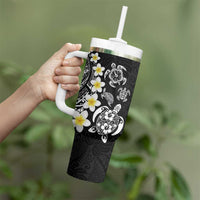 Hawaiian Plumeria Turtles Tumbler With Handle Polynesian Art Tattoo