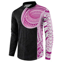 Samoan Art Tattoo Polynesian Pattern Button Sweatshirt Pink Out Color