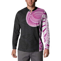 Samoan Art Tattoo Polynesian Pattern Button Sweatshirt Pink Out Color