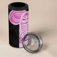 Samoan Art Tattoo Polynesian Pattern 4 in 1 Can Cooler Tumbler Pink Out Color