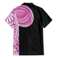 Samoan Art Tattoo Polynesian Pattern Family Matching Mermaid Dress and Hawaiian Shirt Pink Out Color