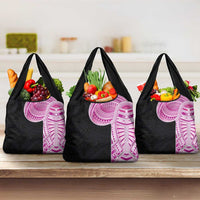 Samoan Art Tattoo Polynesian Pattern Grocery Bag Pink Out Color