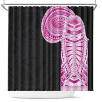 Samoan Art Tattoo Polynesian Pattern Shower Curtain Pink Out Color