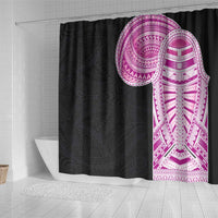 Samoan Art Tattoo Polynesian Pattern Shower Curtain Pink Out Color