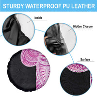 Samoan Art Tattoo Polynesian Pattern Spare Tire Cover Pink Out Color