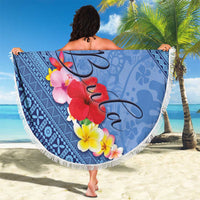 Bula Fiji Hibiscus and Plumeria Flowers Beach Blanket Tapa Tattoo Polynesian Pattern