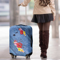 Bula Fiji Hibiscus and Plumeria Flowers Luggage Cover Tapa Tattoo Polynesian Pattern