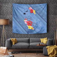 Bula Fiji Hibiscus and Plumeria Flowers Tapestry Tapa Tattoo Polynesian Pattern