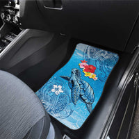 Hawaii Sea Turtle and Tropical Flowers Car Mats Polynesian Tattoo Undersea Vibe
