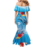 Hawaii Sea Turtle and Tropical Flowers Family Matching Mermaid Dress and Hawaiian Shirt Polynesian Tattoo Undersea Vibe