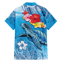 Hawaii Sea Turtle and Tropical Flowers Family Matching Tank Maxi Dress and Hawaiian Shirt Polynesian Tattoo Undersea Vibe