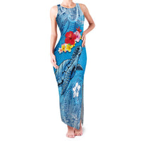 Hawaii Sea Turtle and Tropical Flowers Family Matching Tank Maxi Dress and Hawaiian Shirt Polynesian Tattoo Undersea Vibe