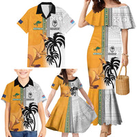 Custom Fiji and Australia Rugby Family Matching Mermaid Dress and Hawaiian Shirt Aboriginal and Fijian Masi Pattern LT03 - Polynesian Pride
