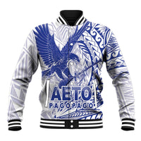 Samoa Pago Pago Aeto Baseball Jacket Wingstyle Blue-White Color - Polynesian Pride