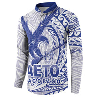 Samoa Pago Pago Aeto Button Sweatshirt Wingstyle Blue-White Color - Polynesian Pride