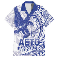 Samoa Pago Pago Aeto Family Matching Short Sleeve Bodycon Dress and Hawaiian Shirt Wingstyle Blue-White Color - Polynesian Pride