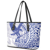 Samoa Pago Pago Aeto Leather Tote Bag Wingstyle Blue-White Color - Polynesian Pride