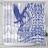 Samoa Pago Pago Aeto Shower Curtain Wingstyle Blue-White Color - Polynesian Pride