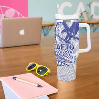 Samoa Pago Pago Aeto Tumbler With Handle Wingstyle Blue-White Color - Polynesian Pride