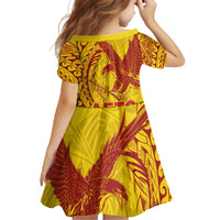 Samoa Pago Pago Aeto Family Matching Off Shoulder Maxi Dress and Hawaiian Shirt Wingstyle Red-Gold Color - Polynesian Pride