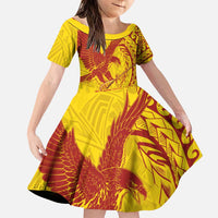 Samoa Pago Pago Aeto Family Matching Puletasi and Hawaiian Shirt Wingstyle Red-Gold Color - Polynesian Pride