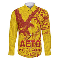 Samoa Pago Pago Aeto Family Matching Puletasi and Hawaiian Shirt Wingstyle Red-Gold Color - Polynesian Pride