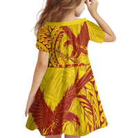 Samoa Pago Pago Aeto Family Matching Tank Maxi Dress and Hawaiian Shirt Wingstyle Red-Gold Color - Polynesian Pride