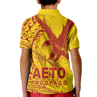 Samoa Pago Pago Aeto Kid Polo Shirt Wingstyle Red-Gold Color - Polynesian Pride