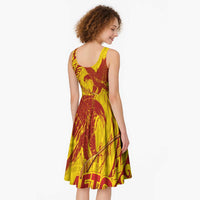 Samoa Pago Pago Aeto Midi Dress Wingstyle Red-Gold Color - Polynesian Pride