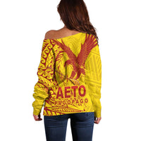 Samoa Pago Pago Aeto Off Shoulder Sweater Wingstyle Red-Gold Color - Polynesian Pride