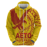 Samoa Pago Pago Aeto Zip Hoodie Wingstyle Red-Gold Color - Polynesian Pride
