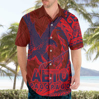 Samoa Pago Pago Aeto Hawaiian Shirt Wingstyle Red-Blue Color - Polynesian Pride