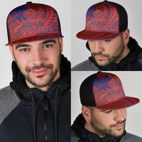 American Samoa Pago Pago Aeto Mesh Trucker Cap Wingstyle Red-Blue Color - Polynesian Pride