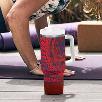 Samoa Pago Pago Aeto Tumbler With Handle Wingstyle Red-Blue Color - Polynesian Pride