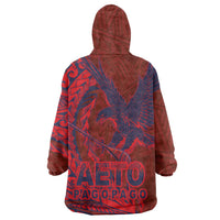 Samoa Pago Pago Aeto Wearable Blanket Hoodie Wingstyle Red-Blue Color - Polynesian Pride