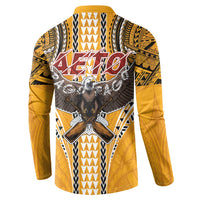 Samoa Pago Pago Aeto Button Sweatshirt Bald Eagle with Polynesian Art Tattoos - Polynesian Pride