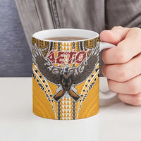 Samoa Pago Pago Aeto Ceramic Mug Bald Eagle with Polynesian Art Tattoos - Polynesian Pride