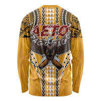Samoa Pago Pago Aeto Long Sleeve Shirt Bald Eagle with Polynesian Art Tattoos - Polynesian Pride